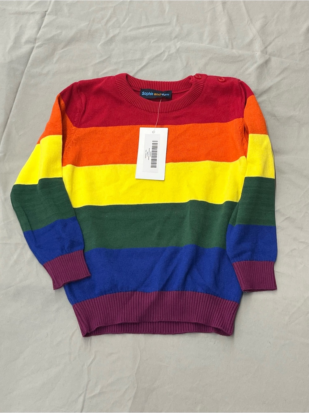 Kids Rainbow Stripe Crewneck Sweater - Multicolor Size 24 Months NWT